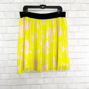 Torrid Pink & Neon Yellow Floral Pleated Pull On Skirt Women's Plus Size 1X